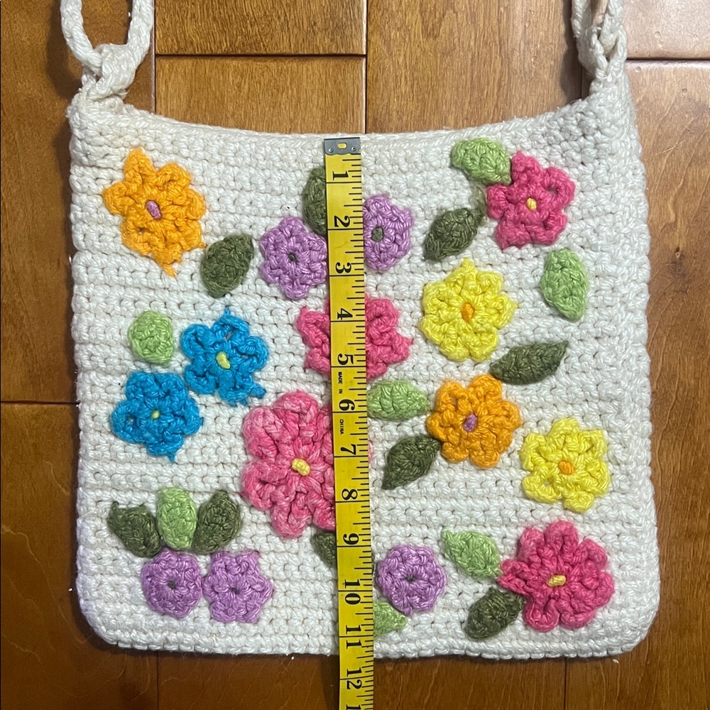 Handmade Floral Crochet Shoulder Bag Purse Boho Indie Multi-Color - Picture 4 of 6